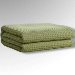 NWT 50" x 60" Waffle Weave Olive Green Blanket , 100% Cotton